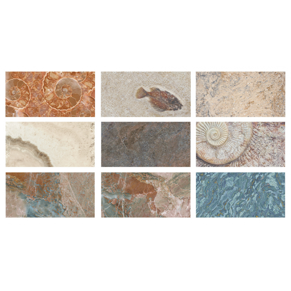 33x66cm Natural Seri Fosil Mix face Porselen Karo