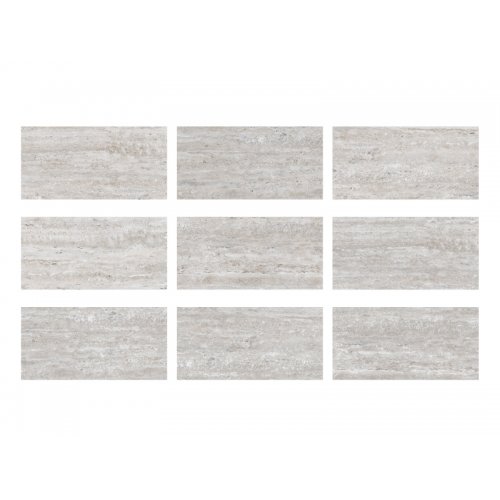 33x66cm Natural Seri Silver Traverten Mix 9 face Porselen Karo